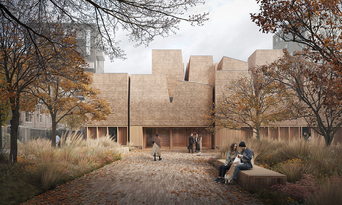 Henning Larsen to design wooden church that features tapered volumes in a forest of Copenhagen
