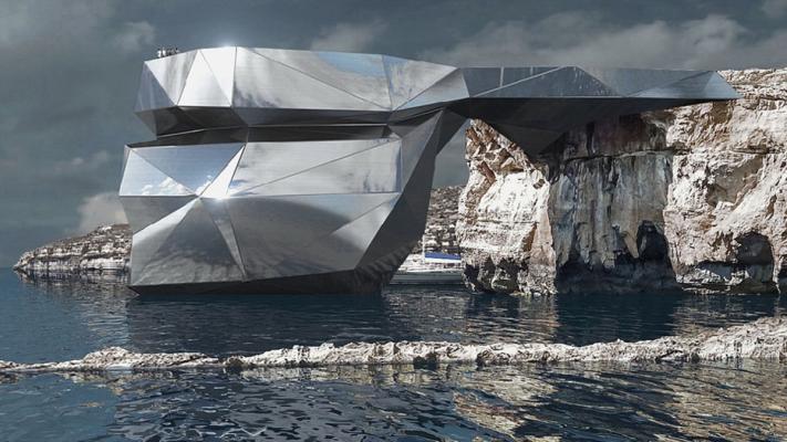 Svetozar Andreev proposes giant mirrored arch to evoke the collapsed Azure Window in Malta
