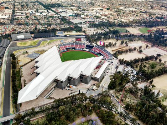 FGP Atelier completes Mexico's baseball stadium with a roof resembling ...