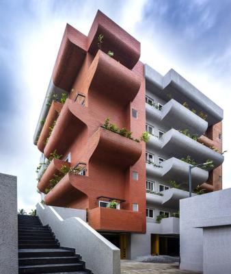 Fluid balconies for this housing help plants to grow comfortably ...
